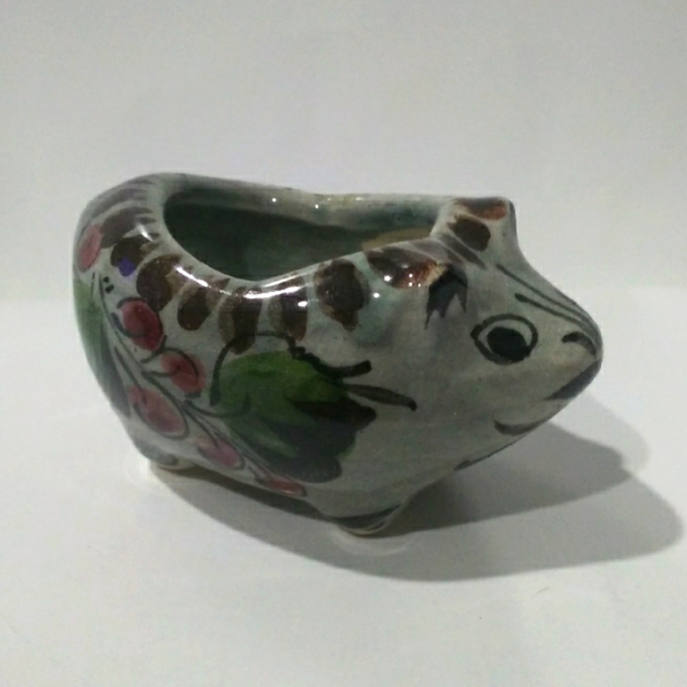 Handcrafted Ceramic Pig Planter Vintage Mexican Folk Art - Multicolor